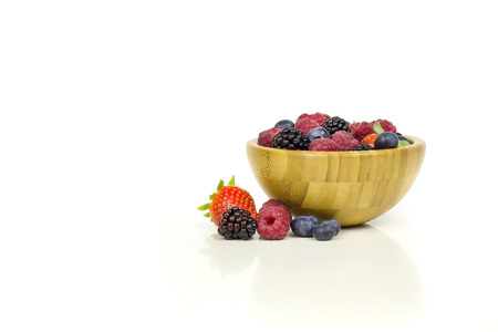 Strawberries blueberries strawberries raspberries and mulberries.