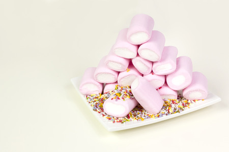 Pink marshmallow pyramidの写真素材