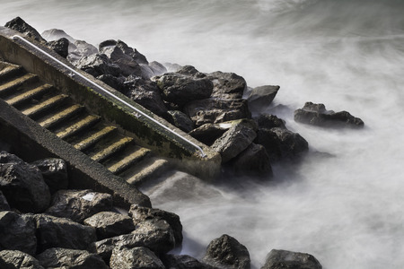 Steps to the beach at the C?te des Basques, Biarritzの写真素材