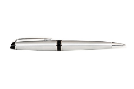 a elegant silver pen isolated on a white backgroundの写真素材