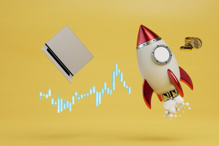 the concept of earning money on the Internet. rapid growth of cryptocurrency prices. 3D rendering.の写真素材