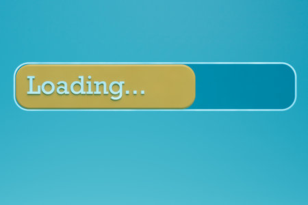 web search. yellow information page loading indicator on a blue background. 3d rendering.の写真素材