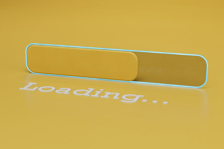 searching for information on the Internet. loading info page on yellow background. 3d rendering.の写真素材