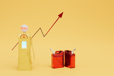 refueling the car with gas and gasoline. fuel canisters next to the gas water heater. 3d rendering.の写真素材