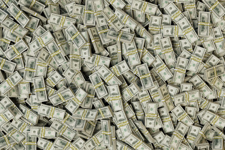 abstract background consisting of packs of paper dollars. 3d rendering.の写真素材