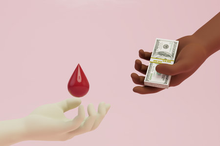 blood transfusion concept. payment for donated blood. 3d rendering.の写真素材
