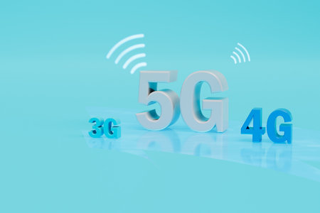 3g, 4g internet, high-speed home 5g internet. 3g, 4g, 5g wifi connection icons. 3d rendering.