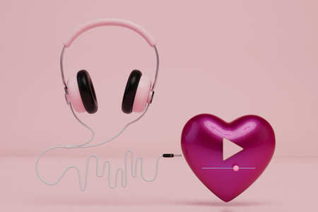 listening to your favorite music with headphones. headphones and heart on which music track and play...