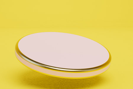 the concept of lighting the room. Large round ice lamp on a yellow background. 3D rendering.