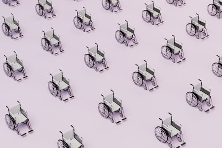 an abstract background consisting of paterns of wheelchairs on a pastel background. 3D rendering.の写真素材