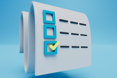 Write tasks to a worksheet. A task sheet on a blue background. 3D rendering.