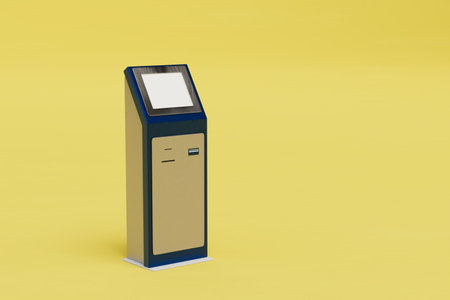 terminal for money transactions on bank cards. terminal for cash collection. copy paste, copy space. 3D rendering.の写真素材