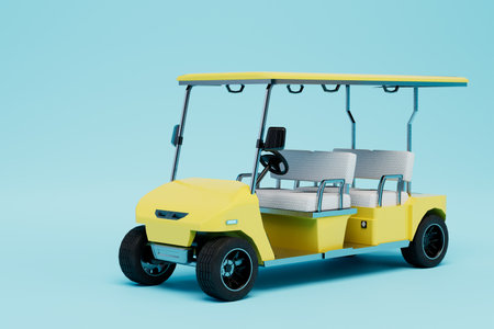 a golf machine for moving around the playing field on a blue background. 3D rendering.の写真素材