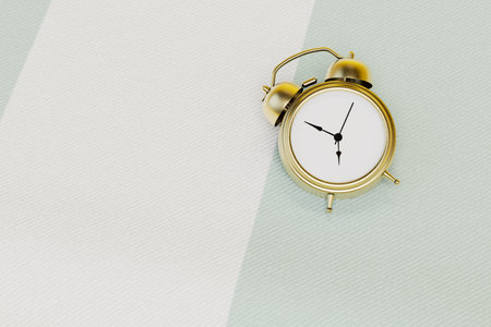 alarm clock on a gray-white background. copy paste, copy space. 3D rendering.の写真素材