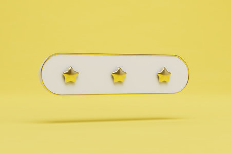 assessment of quality in the form of stars. a white stripe with three gold stars on a yellow...