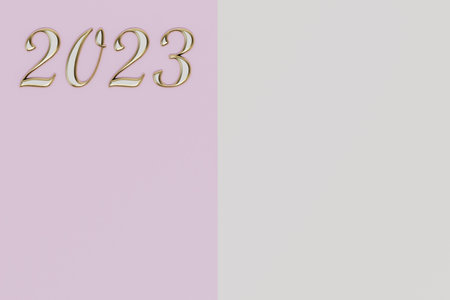 an abstract pastel and white background on which the golden numerals are 2023. copy paste, copy...