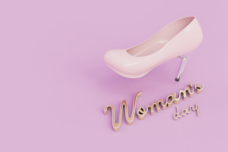 the concept of celebrating Women's Day. heeled shoes and the inscription women's day. 3D rendering.の写真素材