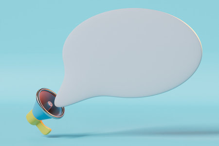 disclosure of important information. A loudspeaker with a cloud for a message. copy-paste. 3D rendering.の写真素材