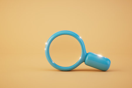 Magnifying glass isolated on yellow background. 3d rendering.の写真素材