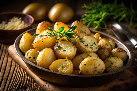 potato dishes with this fresh batch of raw potatoes. ai generative.の素材