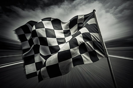 Race checkered flag at a competition. ai generative.の素材