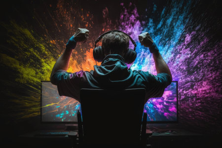 abstract style Professional eSports gamer. ai generative.の素材