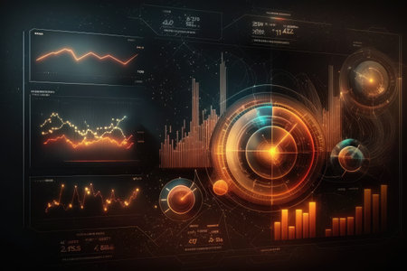 business economic charts with flashing effects stock analys. ai generative.の素材