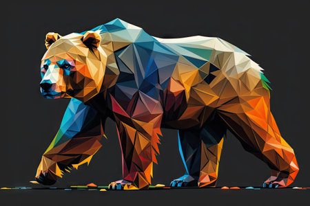 Abstract colorful polygon bear. ai generative.の素材