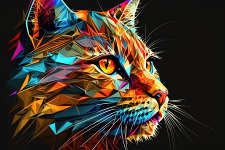 Abstract colorful polygon cat. ai generative.の素材