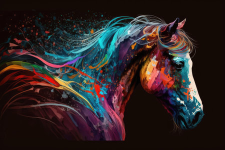 abstract colorful horse background. ai generative.の素材