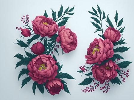 card with flowers spring banner with peonies. ai generative.の素材