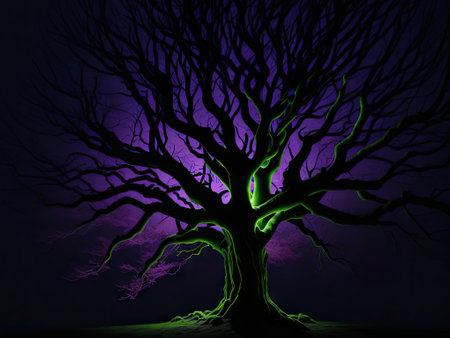 A tree in color and light. ai generative.の素材