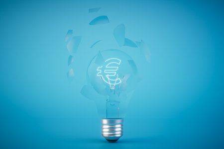 Bad idea for making money. A broken light bulb with a euro icon inside. 3D rendering.の写真素材