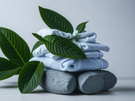 spa and wellness concept stack of massage. ai generative.の素材