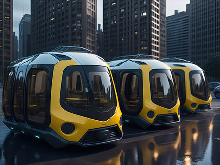 autonomous city transport system with self. ai generative.の素材