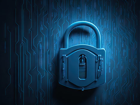 internet cyber security concept. padlock safe. ai generative.の素材