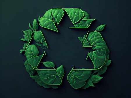 New year 2024 green recycling icon. ai generative.の素材