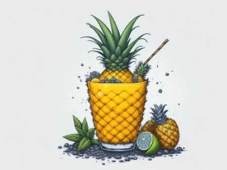 Pineapple cocktail Summer refreshing tropic. ai generative.の素材