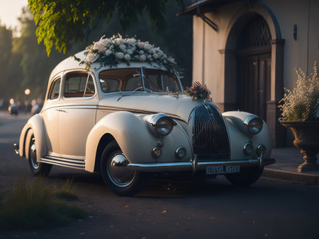 married car in the street. ai generative.の素材