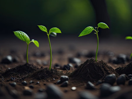 Planting trees in new forest. ai generative.の素材