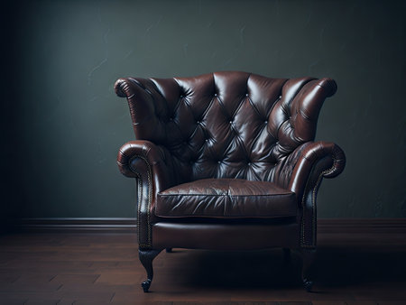old leather armchair. ai generative.の素材