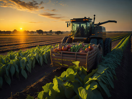 harvesting harvest in the basket of vegetables. ai generative.の素材
