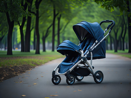 baby stroller in a park. ai generative.の素材
