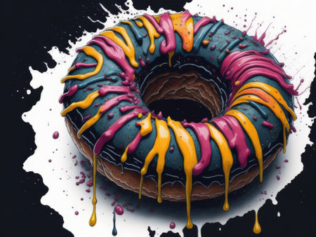 donut created in color with energetic brush. ai generative.の素材