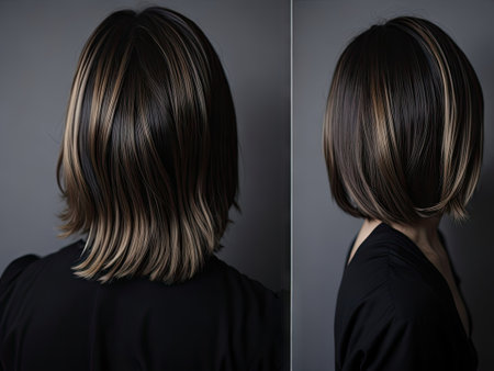 Diffusion hairstyle on black background. ai generative.の素材