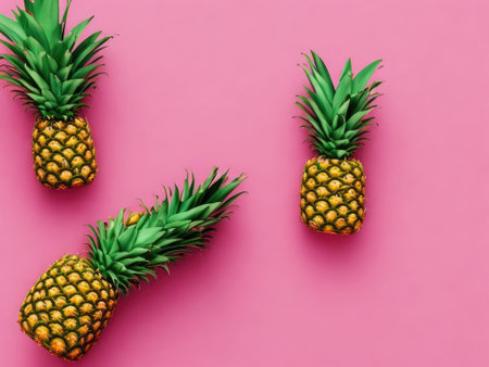 A plaster figure of a pineapple on a colored backgroundの素材