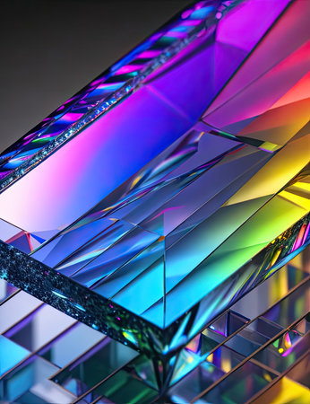 shiny prismatic grid background, ai generative.の素材