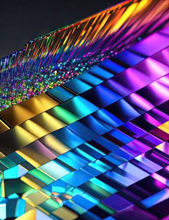 shiny prismatic grid background, ai generative.の素材