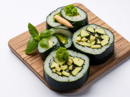 Sushi rolls isolated white background, ai generative.の素材
