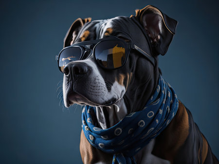 A portrait of a dog wearing sunglasses. ai generative.の素材